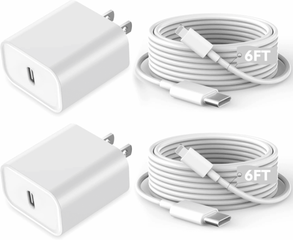 Fast Iphone Charger,2Pack[Apple Mfi Certified] Quick Fast Apple Charger 6Ft Long USB C Lightning Cable Fast Charging Cord USB Charger Block Adapter for Iphone 14 Plus/14 Promax/13 Mini 12/11/Xs/Ipad