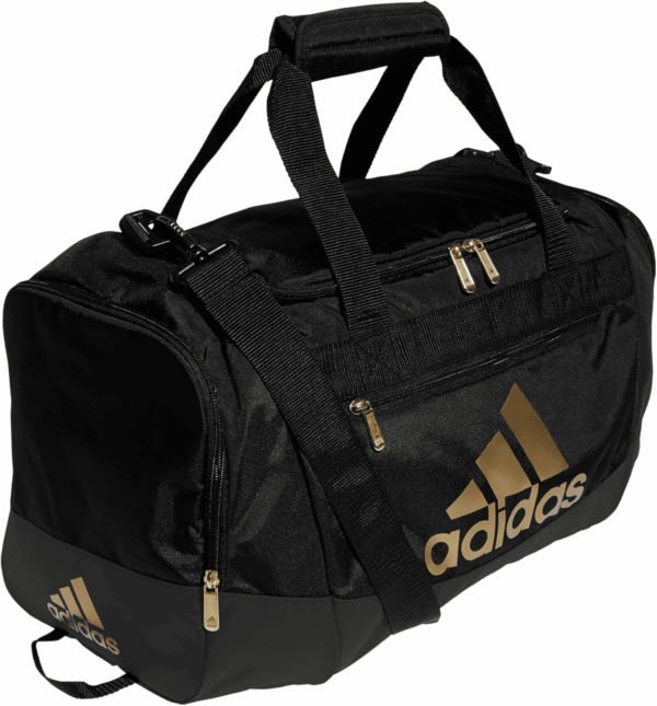 Unisex Defender 4.0 Gym Duffel Bag for Men and Women, Black/Gold Metallic, Small (38L)