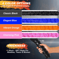 Battle Ropes for Home Gym 1.5Inch Diameter 30 FT Lengths Workout Heavy Battle Ropes for Exercise Training Weighted Ropes for Working Out Exercise Equipment with Protective Cove - Orange - Image 3