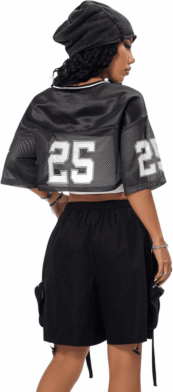 Jersey Shirts for Women Y2K Crop Tops Streetwear Sportswear Short Sleeve T-Shirt Cute Football Jersey Top - Image 2