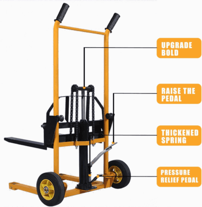 Manual Forklift Material Stacker, Hand Truck Lifts with Fixed Legs and Adjustable Forks, 2.3-36" Lifter Hieght Hydraulic Lift for Factory, 440Lbs (Foot Pedal) - Image 4