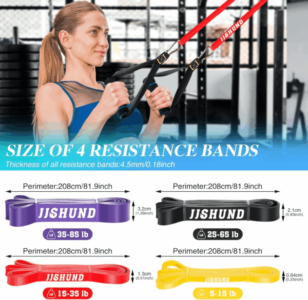 Resistance Bands Set, 4 Strengths Pull up Assistance Bands Latex Exercise Bands for Men Women, Workout Bands for Fitness Muscle Strength Training - Image 2