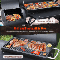 Charcoal Grills with Offest Smokers: Spacious Barrel Charcoal BBQ Grill | Barbecue Smoker Grill Combo for Outdoor Backyard Patio Camping Picnic and Party - Image 3