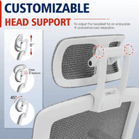 Ergonomic Office Chair, High Back Home Desk Chair with Headrest, Flip-Up Arms, 90-120° Tilt Lock and Wide Cushion, 400LBS Mesh Chairs for Man Woman, White Task Chair(Dark Grey,Gy01Wdg) - Image 6