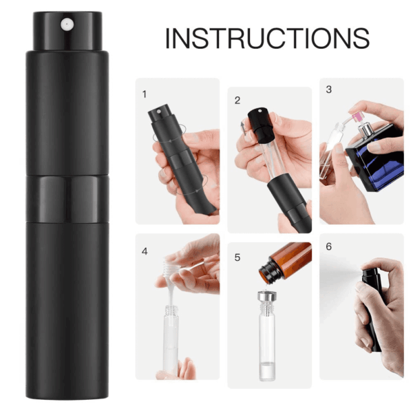 8ML Atomizer Perfume Spray Bottle for Travel, Empty Refillable Cologne Dispenser, Portable Sprayer (Matte Black) - Image 6