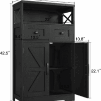 Black Storage Cabinet with Drawers and Shelves, Freestanding Black Kitchen Pantry, Floor Storage Cabinet Hutch Cupboard for Dining, Living Room, Home Office - Image 2