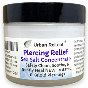 PIERCING RELIEF Sea Salt Concentrate AFTERCARE ! Safely Clean, Soothe & Gently Calm New Irritated & Keloid Bump Piercings. Effective Non-Iodized Dead Sea Salt, Tea Tree Rosemary