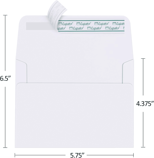 A2 White Paper Envelopes 250 Pack 4.375X5.75" Invitation Envelopes Self Seal for RSVP, Wedding, Thank You Notes, Greeting Cards, Photos, Announcements - Image 2