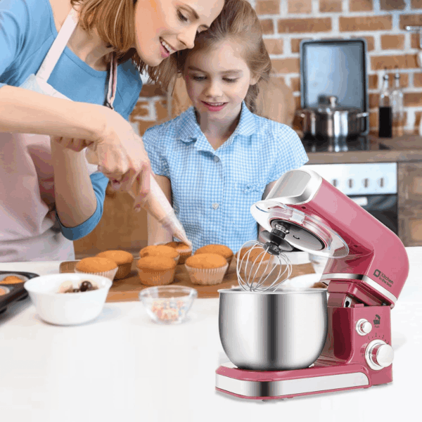 Stand Mixer,3.2Qt Small Electric Food Mixer,6 Speeds Portable Lightweight Kitchen Mixer for Daily Use with Egg Whisk,Dough Hook,Flat Beater (Purplish-Red) - Image 6