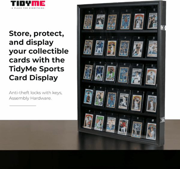 Premium Sports Card Display Case - 35 Graded Trading Card Display | Wall-Mounted Baseball Card Display Frame with UV Protection, Lockable | Perfect for Basketball, Hockey, Football, Pokemon Collection - Image 3