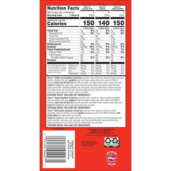 Cheese Crackers, Baked Snack Crackers, Lunch Snacks, Variety Pack, 12.1Oz Box (12 Packs) - Image 10