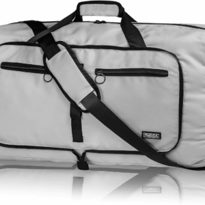 65L Duffle Bag with Shoes Compartment, Foldable Travel Duffel Bags for Men Women, Large Packable Travel Bag Water Repellent & Tear Resistant (Light Gray)