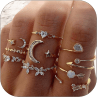 Gold Stackable Rings for Women Gifts Trendy Stuff Simple Star Moon Heart Knuckle Rings Set Boho Rings Cute Stuff Birthday Gifts Gold Rings Pack Jewelry Easter Basket Essentials Stuffers