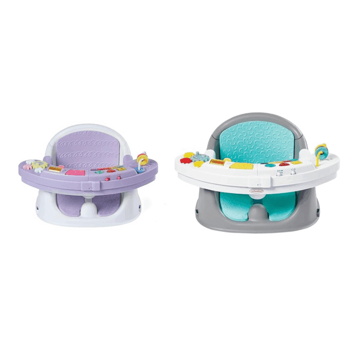 Music & Lights 3-In-1 Discovery Seat and Booster with Piano - Convertible Infant Activity, Feeding Seat and Table Booster, Lavender and Teal