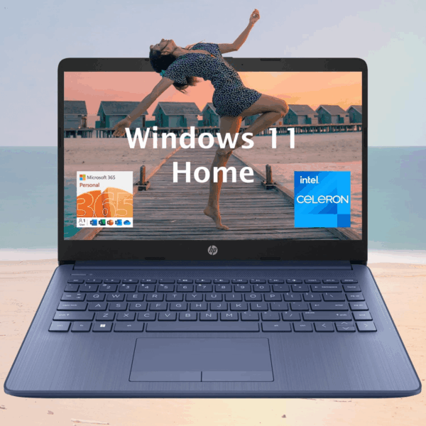 Portable Laptop (Include 1 Year Microsoft 365), 14’’ HD Display, 8GB RAM, 64GB Emmc, Intel Quad-Core N4120, Student and Business, Webcam, HDMI, Wi-Fi, RJ-45, Windows 11 Home, Grayish Blue