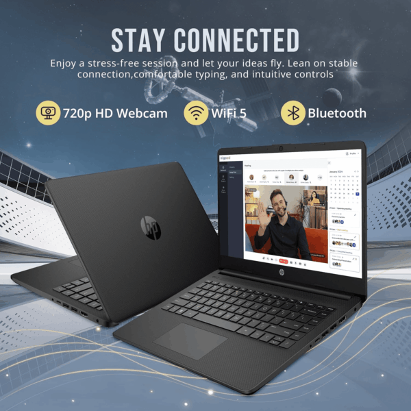 Stream 14" HD Brightview Laptop, Intel Celeron N4120, 16GB RAM, 288GB Storage (128GB Emmc + 160GB Docking Station Set), Intel UHD Graphics, 720P Webcam, Wi-Fi, 1 Year Office 365, Win 11 S, Black - Image 6