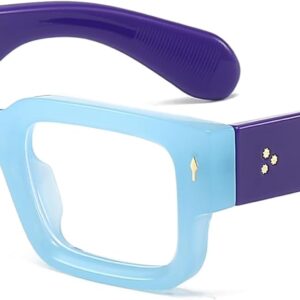 Square Thick Frame Glasses for Women Men Chunky Rectangle Blue Light Glasses Non Prescription Eyeglasses