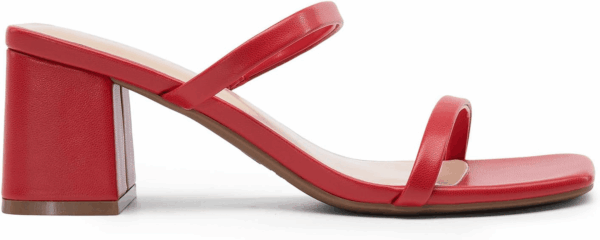 Sandal Heels for Women Low Square Open Toe Block Chunky Heels Slip on Slides Mules for Party Homecoming Daily - Image 2