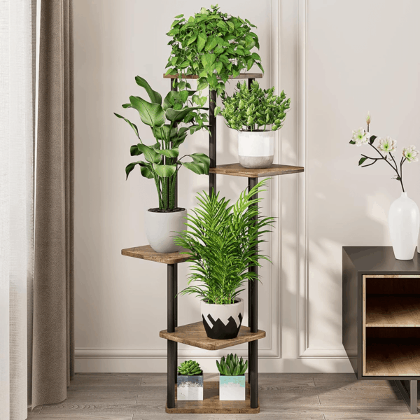 Plant Stand 5 Tier Indoor Metal Flower Shelf for Multiple Plants Corner Tall Flower Holders for Patio Garden Living Room Balcony Bedroom, Black (5 Tier-Black) - Image 3