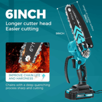 Mini Chainsaw,6 Inch Portable Electric Chainsaw Cordless, Small Handheld Chain Saw for Tree Branches,Courtyard, Household and Garden,By 2PCS 20V 1500Mah Batteries,Extra 3 PCS Chain - Image 4