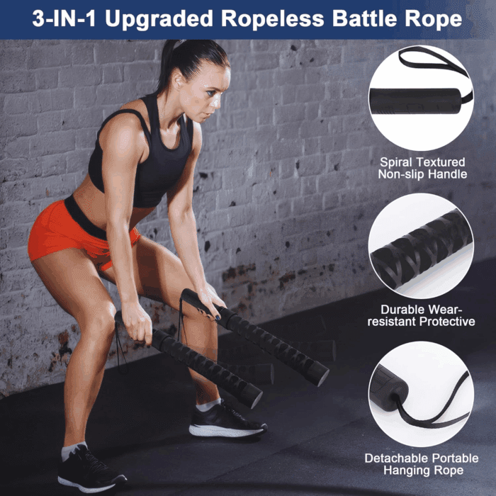 New Weighted Ropeless Battle Ropes for Home Gym, Premium Battle Rope for Advanced Fitness Training, Portable Workout Ropes for Working Out, Durable Exercise Ropes for Home Workout - 2PCS - Image 4