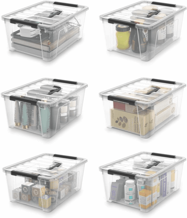 Clear Storage Latch Bins, 6-Pack Storage Organizer Box with Handle and Lids, 5-Litre - Image 4