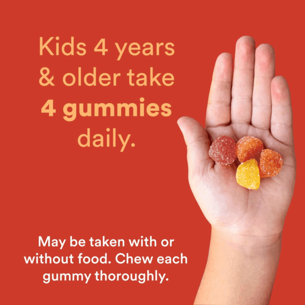 Kids Multivitamin Gummies: Omega 3 Fish Oil (EPA/DHA), Vitamin D3, C, Vitamin B12, B6, A, K & Zinc for Immune Support, Biotin, Gluten Free, Three Fruit Flavors, 120 Count (30 Day Supply) - Image 8