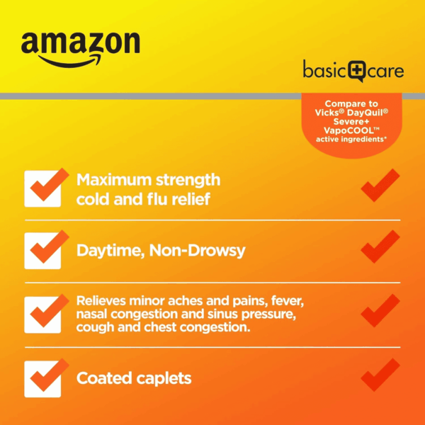Daytime Severe Cold & Flu Relief Caplets, Medication for Severe Cold and Flu Symptoms like Headache, Fever, Coughing, Chest & Nasal Congestion, Vapor Ice, 24 Count - Image 3