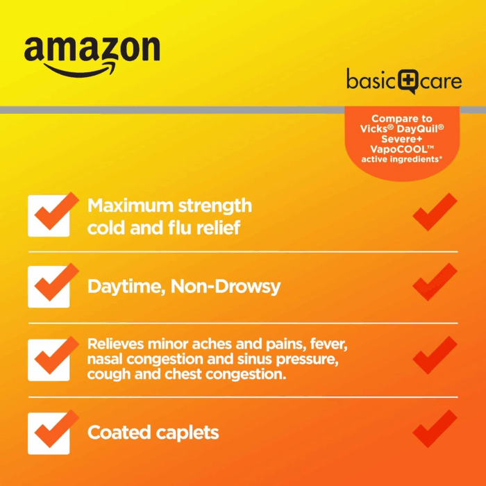 Daytime Severe Cold & Flu Relief Caplets, Medication for Severe Cold and Flu Symptoms like Headache, Fever, Coughing, Chest & Nasal Congestion, Vapor Ice, 24 Count - Image 3