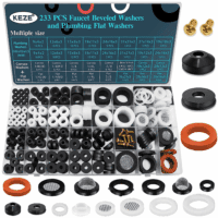 233 Pcs Plumbing and Faucet Washers Assortment Kit for Assorted Spigot Water Hose Bib outside Garden Faucet Splitter Gasket Leak Plumbes Valve Stem Worn Out Repair