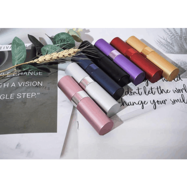 8Ml Portable Mini Perfume Atomizer(4 Pcs)，Refillable Empty Small Spray Bottle for Travel, Twist Tpye Pocket Cologne Sprayer (Matte Black, Pink, Blue, Silver) - Image 7
