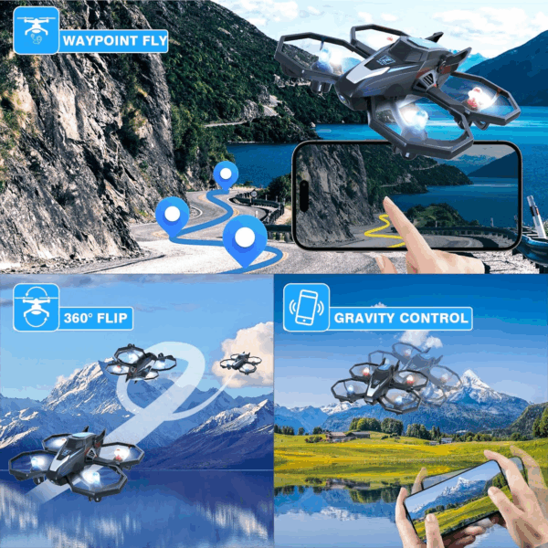 Drone with Camera, 1080P FPV Drone Camera with Remote Control Quadcopter, Gestures Selfie, One-Key Take Off/Landing, Speed Adjustment, 3D Flips, 2 Batteries Mini Drone for Adults Kids - Image 5