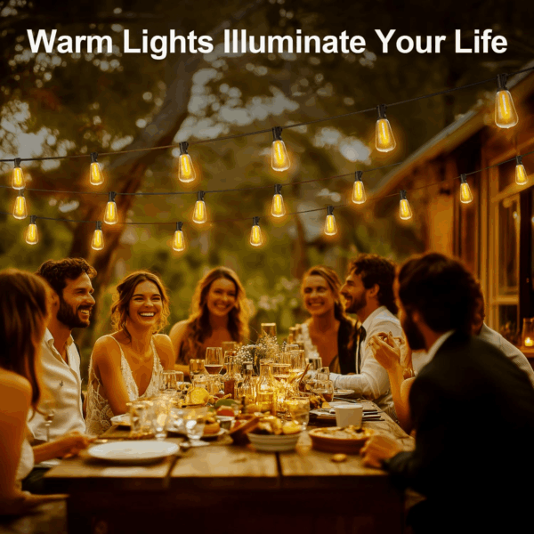 Outdoor String Led Patio Lights - 100Ft 30M outside Waterproof Light with Remote Dimmable ST38 Shatterproof Bulb Connectable Hanging Outdoor Electric Lighting for Backyard Yard Gazebo Porch Party - Image 8