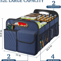 Car Trunk Organizer, Collapsible, Waterproof, Non-Slip, Blue, 52L, 5 Compartments, Rectangular, Portable, Practical/Functional - Image 2