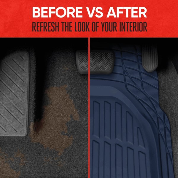 Flextough Floor Mats for Cars, Blue Deep Dish All-Weather Car Mats, Waterproof Trim-To Fit Automotive Floor Mats for Cars Trucks SUV, Universal Floor Liner Car Accessories - Image 6