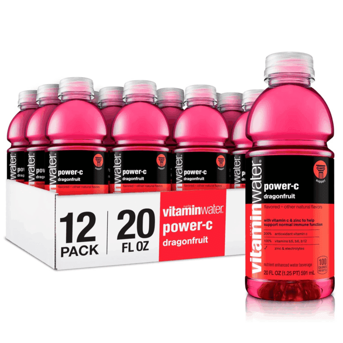 Vitaminwater Power-C Electrolyte Enhanced Water W/Vitamins, Dragonfruit Drinks, 20 Fl Oz, 12 Pack