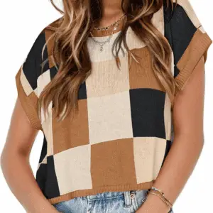 Girls Summer Crop Tops Spring Vest Cute Tanks Cap Sleeve Colorblock Tee Loose Kids Fall Knit Top