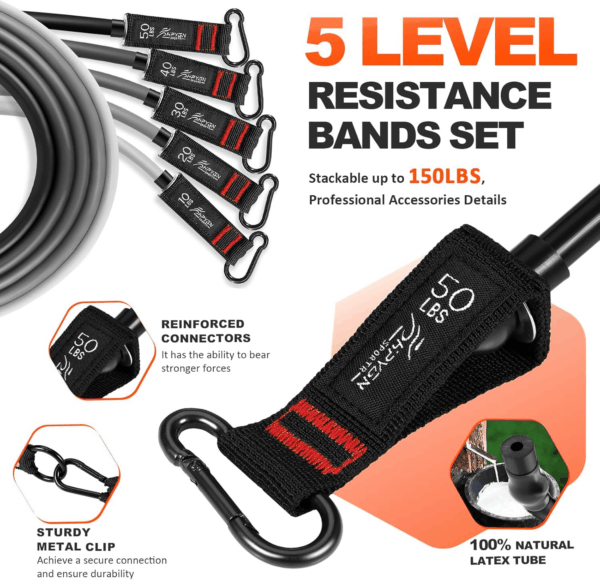 Resistance Bands, Exercise Bands with Handles, Fitness Bands, Workout Bands with Door Anchor and Ankle Straps, for Heavy Resistance Training, Physical Therapy, Shape Body, Yoga, Home Workout Set - Image 2