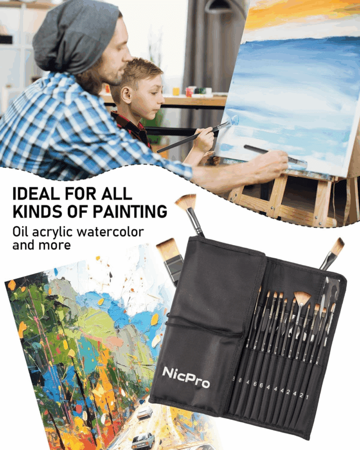 26Pcs Paint Brush Set, Professional Paintbrushes with Palette Knife, Craft Paint Brushes for Acrylic Painting, Oil, Watercolor, Gouache & Canvas, Drawing & Art Supplies for Adults, Kids Artists - Image 7