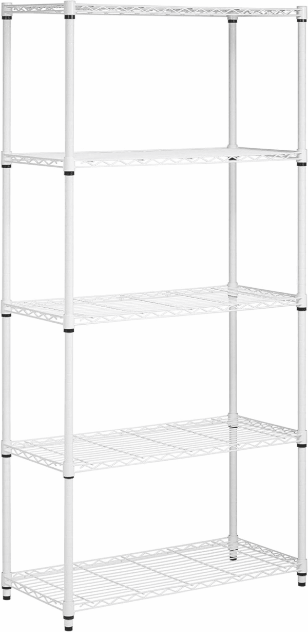 SHF-01573 5-Tier Adjustable Shelving System, 14-Inch by 36-Inch by 72-Inch, White