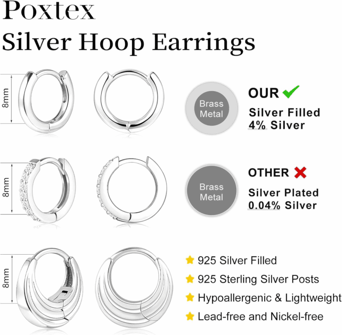 Small Sterling Silver Huggie Hoop Earrings Set for Women, 14K Gold Plated Cartilage Earings for Multiple Piercing Hypoallergenic Trendy Jewelry, Dainty Tiny Mini Stack Cubic Zircon Earring Gift - Image 4