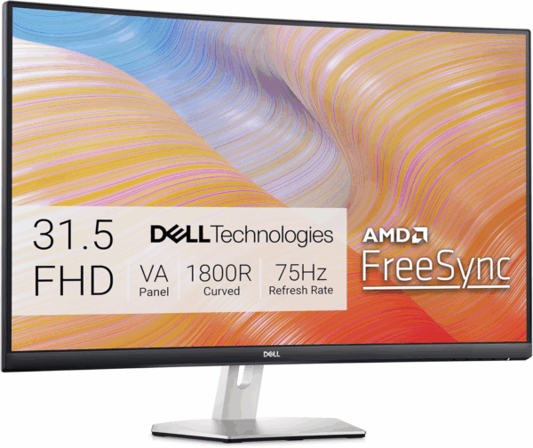 S3222HN Curved Monitor - 31.5-Inch FHD (1920X1080) 75Hz 4Ms 1800R Curved Display, HDMI Connectivity, AMD Freesync Technology, Tilt Adjustability - Silver