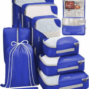 ALL INCLUDED 10 Set Durable Packing Cubes for Suitcases, Essentials for Travel, UPGRADED Anti-Tear Stitching, NEW Improved Luggage Packing Organizers for Travel Accessories (Klein Blue)