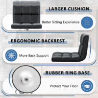 Bar Stools Modern PU Leather Adjustable Swivel Barstools, Armless Hydraulic Kitchen Counter Bar Stool Extra Height Square Island Barstool with Back Set of 2 (Leather, Black) - Image 5