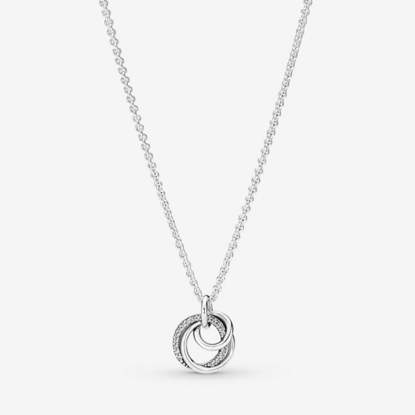 Family Always Encircled Pendant Necklace - Adjustable Necklace with Lobster Clasp - Gift for Her - Sterling Silver & Cubic Zirconia - with Gift Box - 23.6" - Image 2