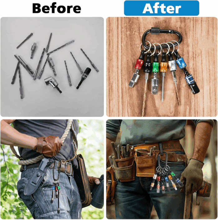 12PCS Bit Holders 1/4 Socket, Hex Shank Screwdriver Bit Holder for Impact Driver Drill Bit Keychain Extension Bar Quick Release Easy Change, Screwdriver Bit Holders for Tools & Home Improvement Gift - Image 3