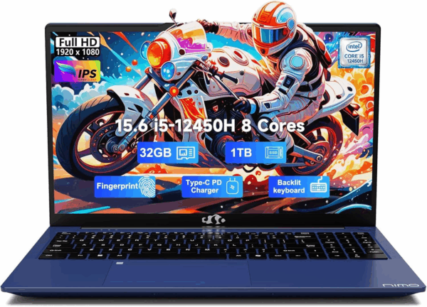 15.6" Fhd-Ips-Business Laptop, 8 Cores Intel I5-12450H 32GB RAM 1TB Ssd(Beat I7-11800H, up to 4.4 Ghz) Computer with 100W Type-C Fingerprint Backlit Keyboard Wifi-6 Numpad Win 11 - Image 2