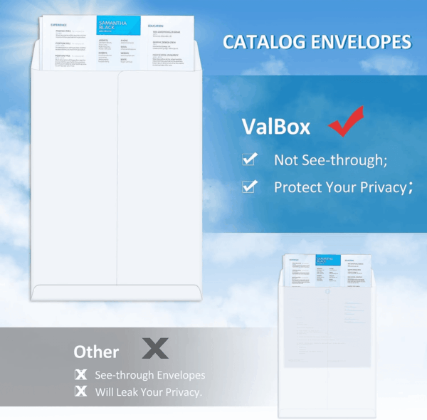 6X9 Self Seal Security Catalog Envelopes 250 Count Small White Envelopes for Mailing, Storage and Organizing - Image 5