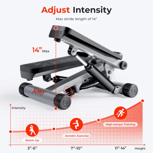 Mini Stepper for Exercise at Home, Stair Step Workout Machine with Resistance Band, Fullbody Cardio, Upgraded over 300Lb Weight Capacity, Optional Free Sunnyfit App Connection - Image 3