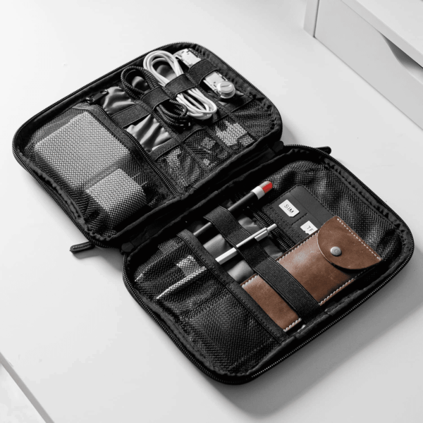 Electronics Travel Organizer Case, Tech Accessories Cord Storage Bag for Phone, Power Bank, SD Card, Cables, Black - Image 7